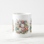 Hase mit Quilt und Blumen Kaffeetasse (Mittel)