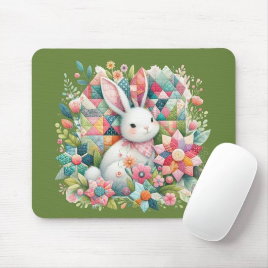 Hase mit Quilt und Blumen Mousepad (Mit Mouse)