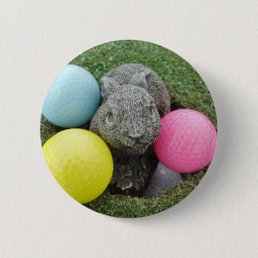 Hase mit rosa blaugelbem Ei Button (Vorderseite)