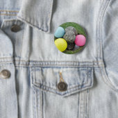 Hase mit rosa blaugelbem Ei Button (Beispiel)