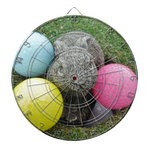 Hase mit rosa blaugelbem Ei Dartscheibe (vorne)