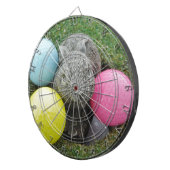 Hase mit rosa blaugelbem Ei Dartscheibe (Vorderseite rechts)