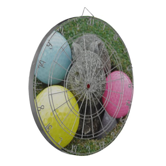 Hase mit rosa blaugelbem Ei Dartscheibe (Vorderseite Links)