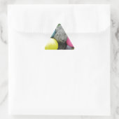 Hase mit rosa blaugelbem Ei Dreieckiger Aufkleber (Tasche)