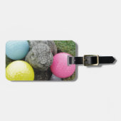 Hase mit rosa blaugelbem Ei Gepäckanhänger (Vorderseite horizontal)