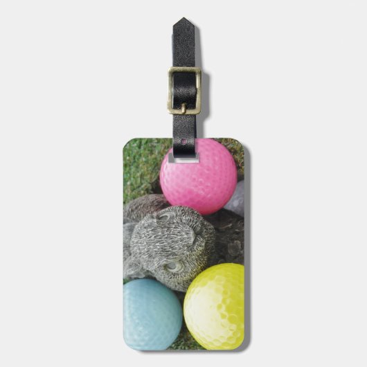 Hase mit rosa blaugelbem Ei Gepäckanhänger (Vorderseite vertikal)