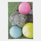 Hase mit rosa blaugelbem Ei Handtuch (Vertikal)