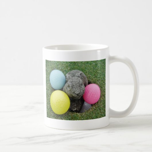 Hase mit rosa blaugelbem Ei Kaffeetasse (Rechts)