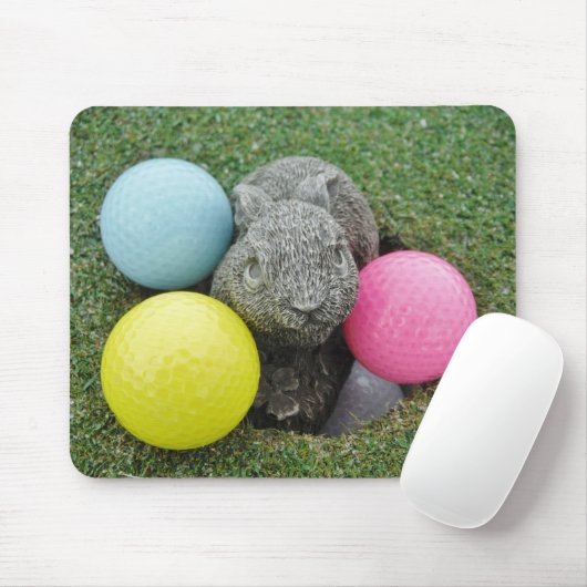 Hase mit rosa blaugelbem Ei Mousepad (Mit Mouse)