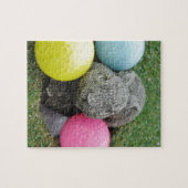 Hase mit rosa blaugelbem Ei Puzzle (Horizontal)