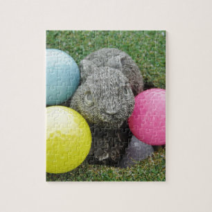 Hase mit rosa blaugelbem Ei Puzzle