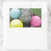 Hase mit rosa blaugelbem Ei Rechteckiger Aufkleber (Tasche)