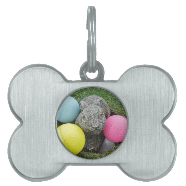 Hase mit rosa blaugelbem Ei Tiermarke (Vorderseite)