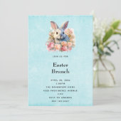 Hase mit Rosenkranz Süßes Ostern Einladung (Stehend Vorderseite)