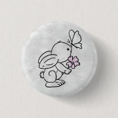 Hase mit Schmetterling Button (Vorderseite)