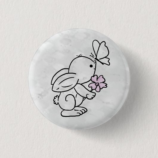 Hase mit Schmetterling Button (Vorderseite)