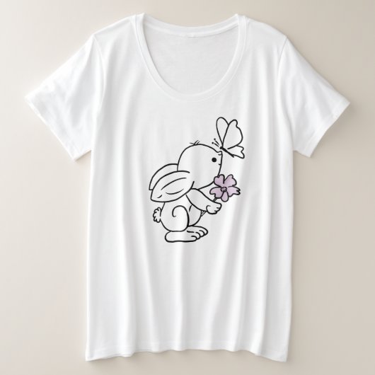 Hase mit Schmetterling Große Größe T-Shirt (Design vorne)