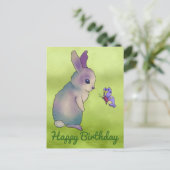 Hase mit Schmetterling Postkarte (Stehend Vorderseite)
