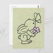 Hase mit Schmetterling Postkarte (Vorne/Hinten)