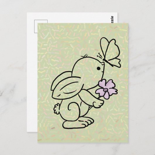 Hase mit Schmetterling Postkarte (Vorne/Hinten)