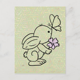 Hase mit Schmetterling Postkarte