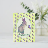 Hase mit Schmetterling Postkarte (Stehend Vorderseite)