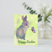Hase mit Schmetterling Postkarte (Stehend Vorderseite)