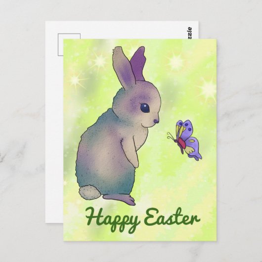 Hase mit Schmetterling Postkarte (Vorne/Hinten)