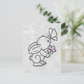Hase mit Schmetterling Postkarte (Stehend Vorderseite)