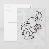 Hase mit Schmetterling Postkarte (Vorne/Hinten)