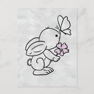 Hase mit Schmetterling Postkarte
