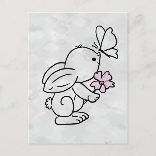 Hase mit Schmetterling Postkarte (Vorderseite)