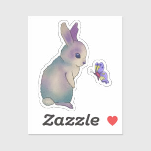 Hase mit Schmetterling Postkarte Aufkleber