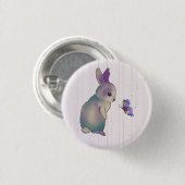 Hase mit Schmetterling Postkarte Button (Vorne & Hinten)