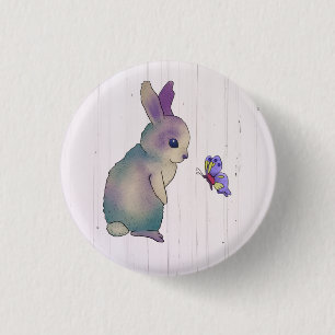 Hase mit Schmetterling Postkarte Button