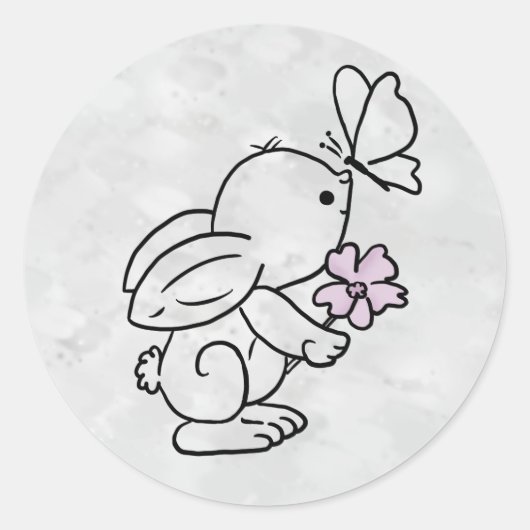 Hase mit Schmetterling Runder Aufkleber (Vorderseite)