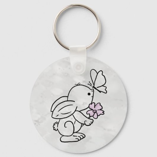 Hase mit Schmetterling Schlüsselanhänger (Vorderseite)