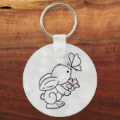 Hase mit Schmetterling Schlüsselanhänger (Rückseite)
