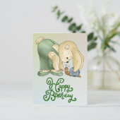 Hase mit Schnecke Postkarte (Stehend Vorderseite)