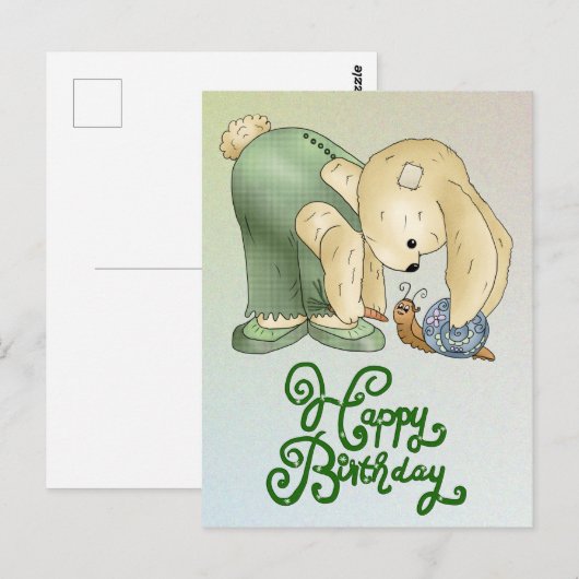 Hase mit Schnecke Postkarte (Vorne/Hinten)