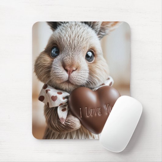 Hase mit Schokolade Liebe Herz Mousepad (Mit Mouse)