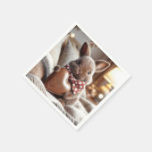 Hase mit Schokoladenherz Serviette (Ecke)