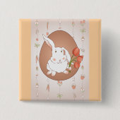 Hase mit Tulips Spring Holiday Rabbit Button (Vorderseite)