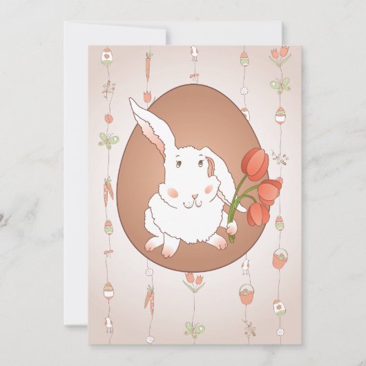 Hase mit Tulips Spring Holiday Rabbit Einladung (Vorderseite)