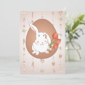 Hase mit Tulips Spring Holiday Rabbit Einladung (Stehend Vorderseite)