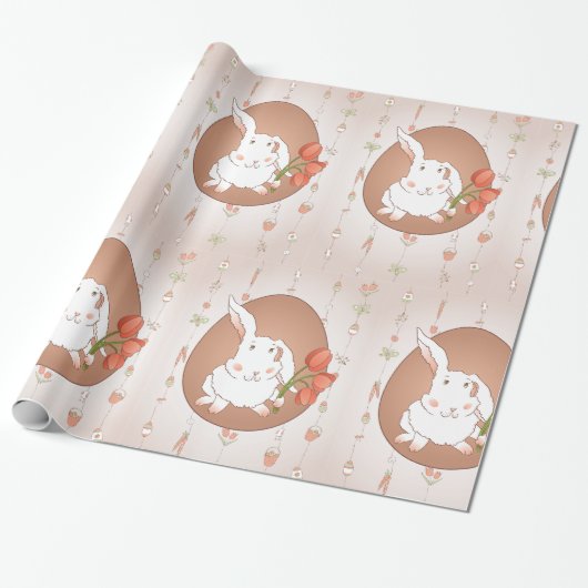Hase mit Tulips Spring Holiday Rabbit Geschenkpapier (Ungerollt)