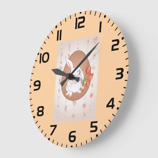 Hase mit Tulips Spring Holiday Rabbit Große Wanduhr (Winkel)