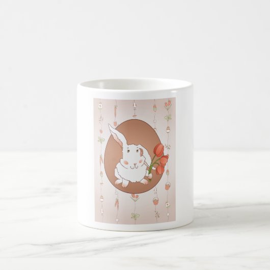Hase mit Tulips Spring Holiday Rabbit Kaffeetasse (Mittel)
