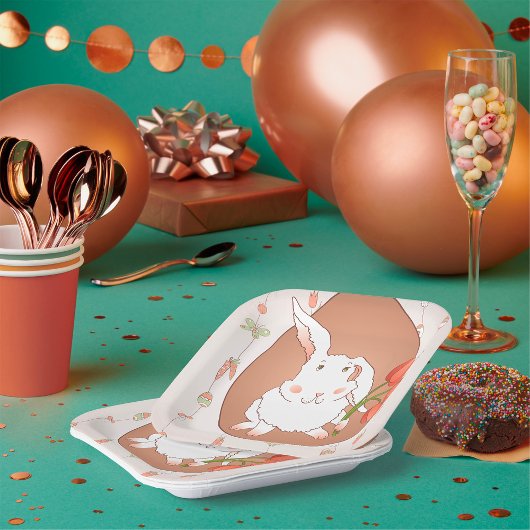 Hase mit Tulips Spring Holiday Rabbit Pappteller