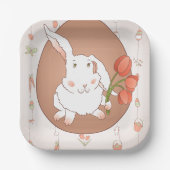Hase mit Tulips Spring Holiday Rabbit Pappteller (Vorderseite)